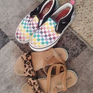 Vans girls size 1 slip on and sandals old navy